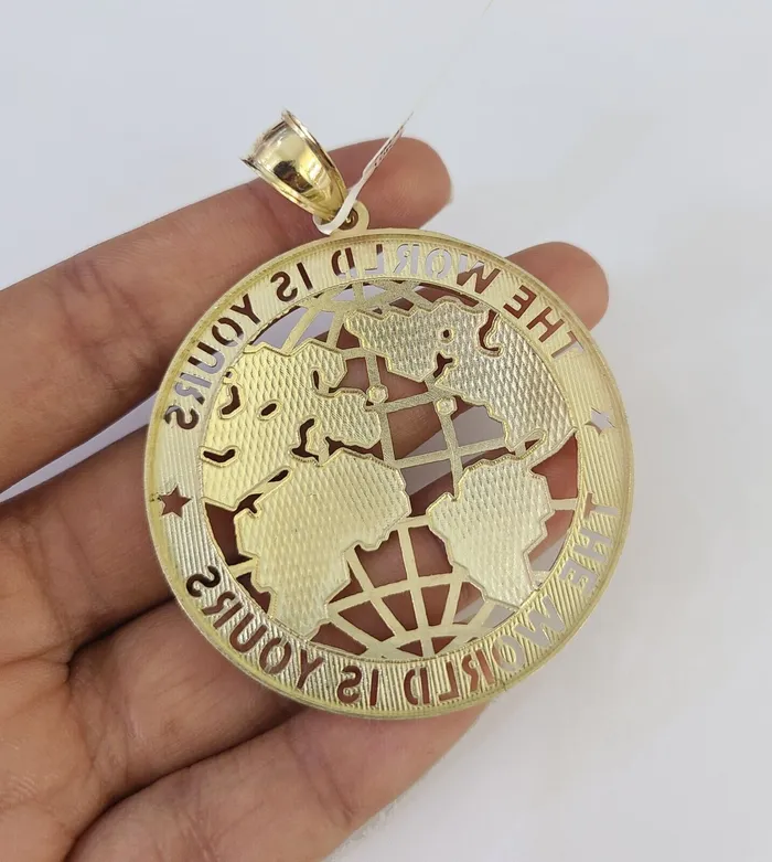 Gold and Diamond Real 10k Rope Chain World is Yours Charm Set 7mm 2028 Inch Necklace Gold Necklaces