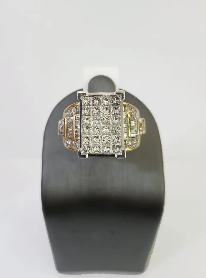 Gold and Diamond Rings Real 14k Yellow Gold Diamond Ring Rectangle 308CT Men Engagement Wedding Ring Gold and Diamond Rings Real 14k Yellow Gold Diamond Ring Rectangle 308CT Men Engagement Wedding Ring