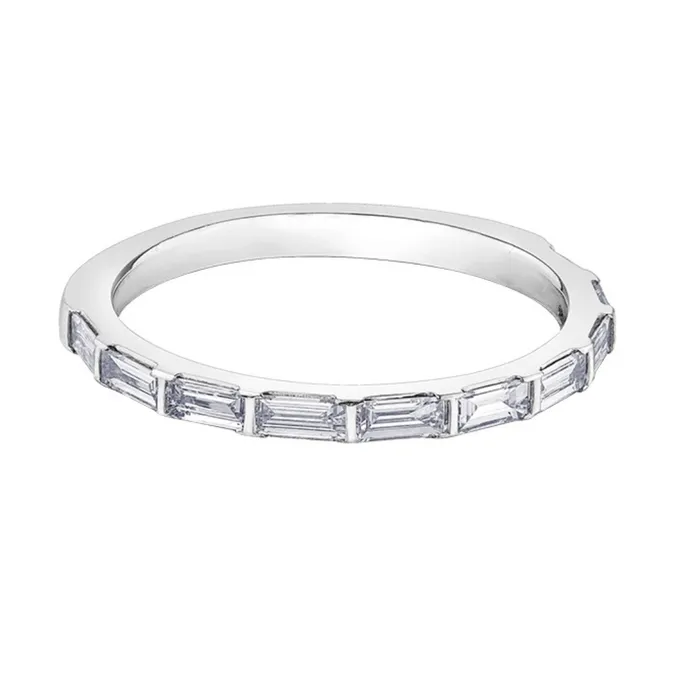 Independent Jewellers Rings 14kt White Gold 050cttw Baguette Diamond Band
