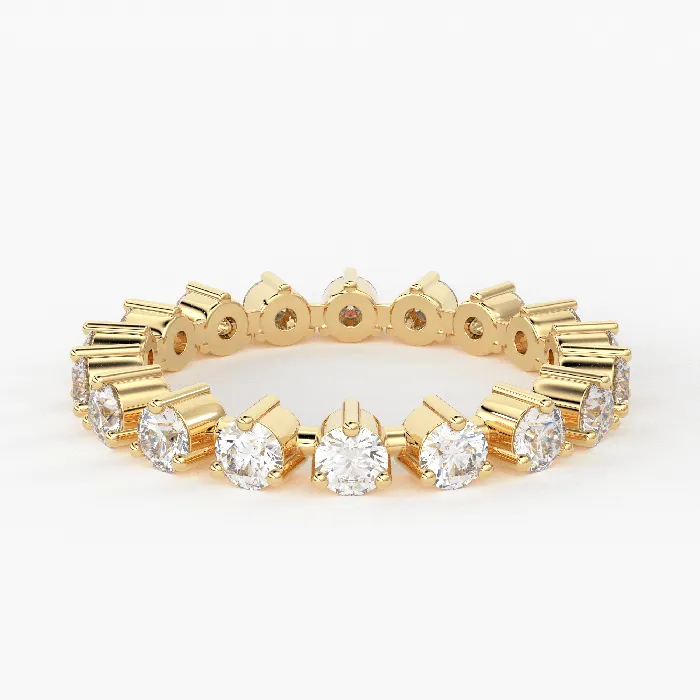 Jalvi Co Diamond Wedding Band 14kt Solid Gold Round Diamond Prong Ring Rose Gold Prong Diamond Full Eternity Wedding Band Rings