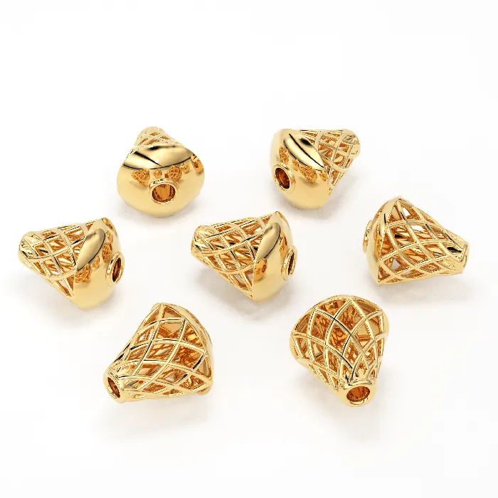 Jalvi Co Meshed Cone Solid Gold 14k 18k Designer Handmade Gold Spacer Bead Jewelry Making Supply 535mm PreStyled Sets Jalvi Co Meshed Cone Solid Gold 14k 18k Designer Handmade Gold Spacer Bead Jewelry Making Supply 535mm PreStyled Sets