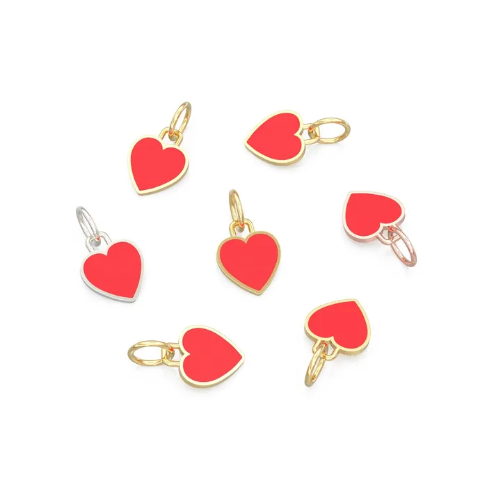 Jalvi Co Necklaces 14K Real Solid Gold Red Heart Necklace for Women Gold Heart Pendant Dainty Tiny Enamel Heart Minimalist Handmade Jewelry Gift for her