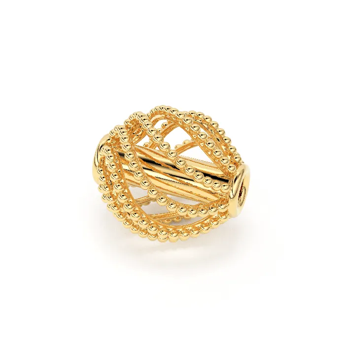 Jalvi Co PreStyled Sets Milgrain Oval Spiral Solid Gold 14k 18k Designer Handmade Gold Spacer Bead Jewelry Making Supply 650mm