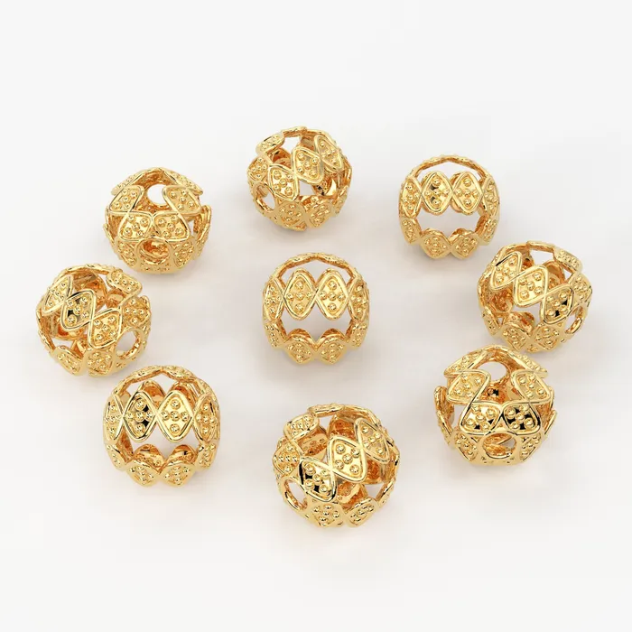 Jalvi Co PreStyled Sets Milgrain Solid Gold Handmade Round Spacer Gold Bead Finding 8mm 10mm