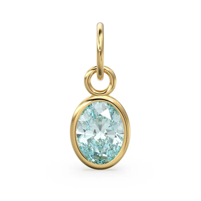 Jalvi Co PreStyled Sets Sky Blue Topaz Oval Solid Gold Charm Natural Blue Gemstone Handmade Gold Pendant 1pc 14k Solid Yellow Gold Jewelry Making FindingsSALE