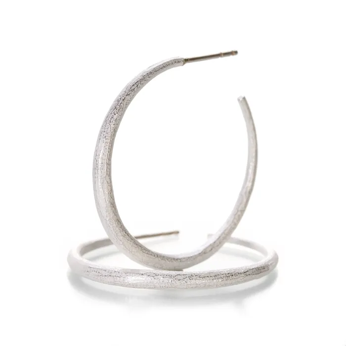 John Iversen Large Bright Sterling Silver Hoops Rings