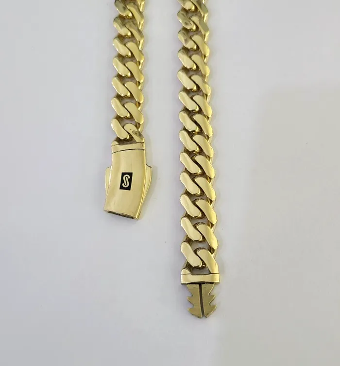Necklaces Gold and Diamond Real 10K Royal Monaco Chain Box Clasp 11mm Gold Necklace 10Kt 24 Genuine