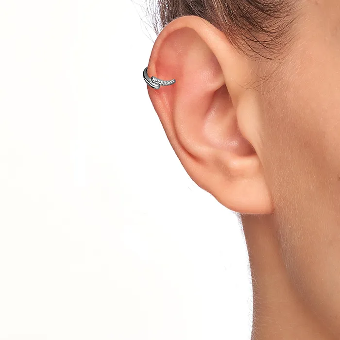 Poena Mauna Kea Earclip White Rhodium Plated 925 Silver Spirito Rosa Rings