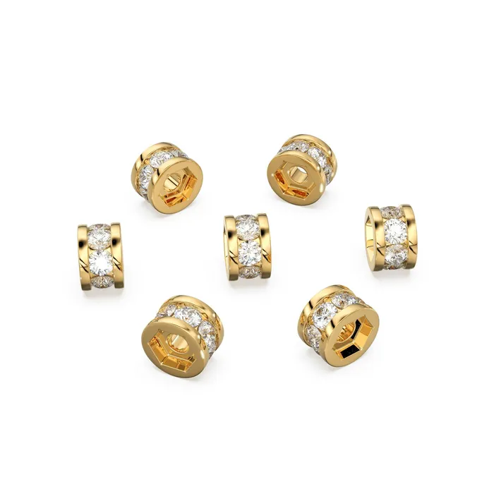 PreStyled Sets Jalvi Co 14k Solid Yellow Gold 3mm 6mm Diamond Eternity Rondelle Designer Wheel Bead Diamond Finding Jewelry Making Essential