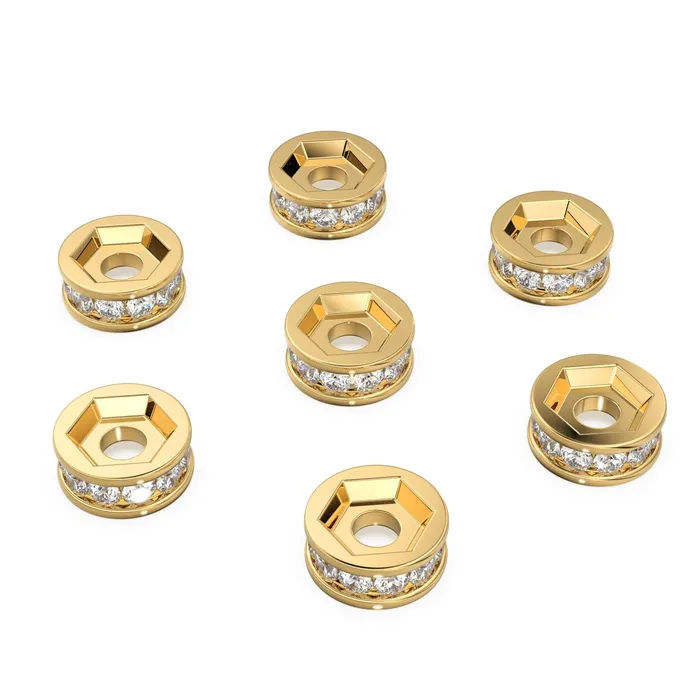 PreStyled Sets Jalvi Co 14k Solid Yellow Gold 3mm 6mm Diamond Eternity Rondelle Designer Wheel Bead Diamond Finding Jewelry Making Essential