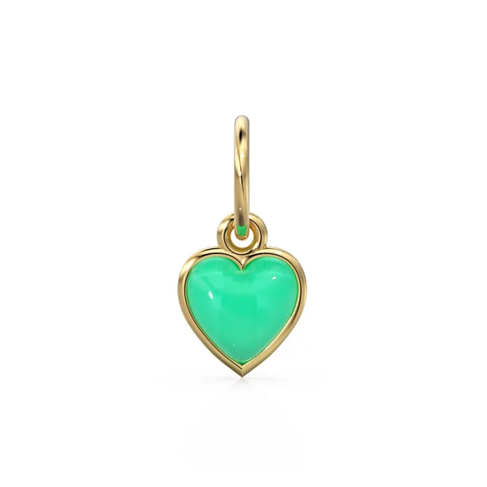 PreStyled Sets Jalvi Co Chrysoprase Heart Cabochon Solid Gold Charm Natural Green Gemstone Handmade Gold Pendant 14k Solid Yellow Gold Jewelry Making Findings