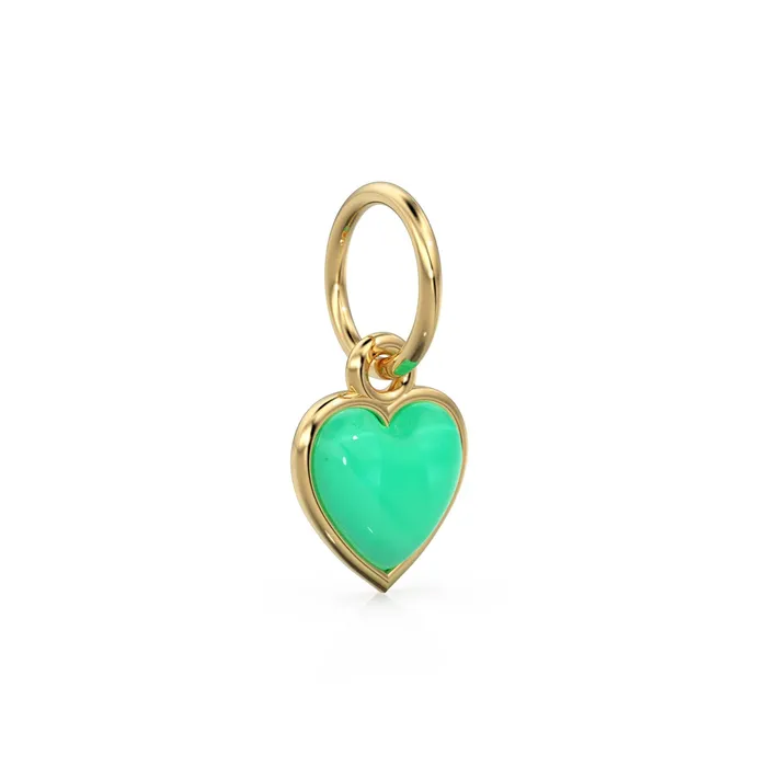 PreStyled Sets Jalvi Co Chrysoprase Heart Cabochon Solid Gold Charm Natural Green Gemstone Handmade Gold Pendant 14k Solid Yellow Gold Jewelry Making Findings