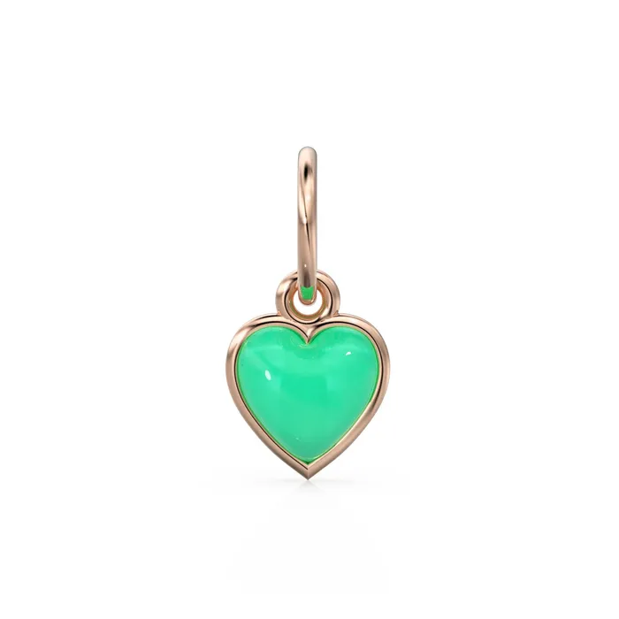 PreStyled Sets Jalvi Co Chrysoprase Heart Cabochon Solid Gold Charm Natural Green Gemstone Handmade Gold Pendant 14k Solid Yellow Gold Jewelry Making Findings