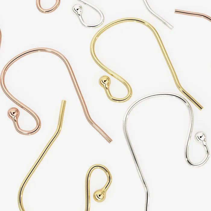 PreStyled Sets Solid Gold Clasp 14k Handmade 11mmx17mm 23 Gauge 14k Solid Yellow Gold French Hook Earwires With 16mm Ball Ends Pair Jalvi Co