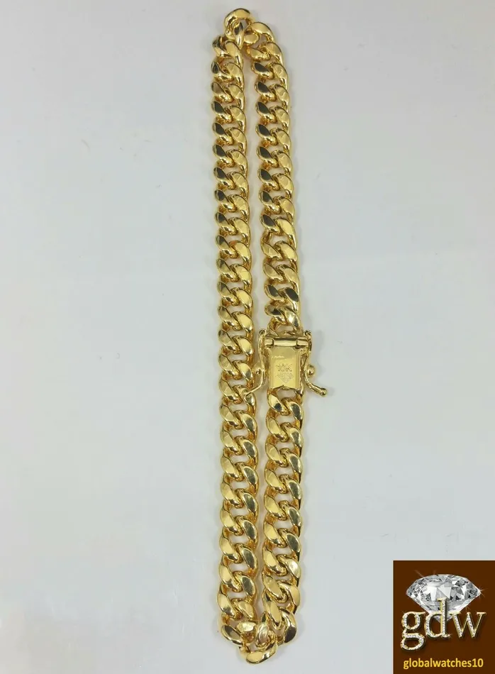 Real 10k Yellow Gold Miami Cuban Bracelet 6mm 9 Box Lock Strong Men Women Gold and Diamond Bracelets