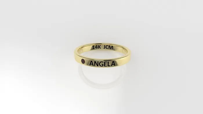 Rings Jcm 21 jewelry 14k Ring with Custom Names ANGELA with 1 RUBY
