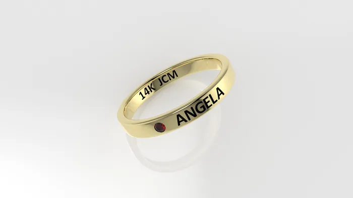 Rings Jcm 21 jewelry 14k Ring with Custom Names ANGELA with 1 RUBY