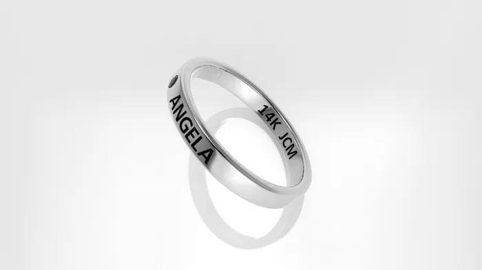 Rings Jcm 21 jewelry 14k Ring with Custom Names ANGELA with 1 RUBY