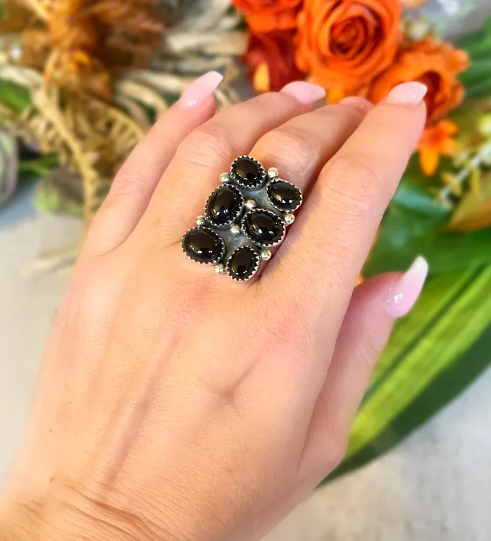SophiaRene Boutique Rings Sterling Silver Black Onyx Bubble Custom Ring