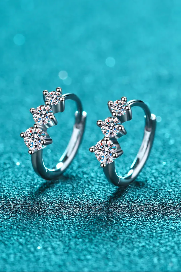 Sterling Silver Moissanite Huggie Earrings Trendsi Earrings