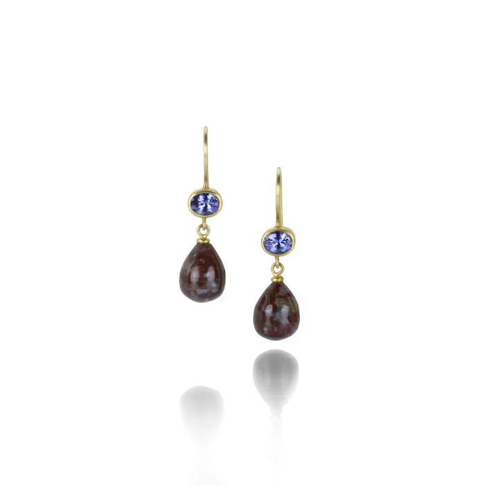 Tanzanite and Plum Agate Apple Eve Earrings Mallary Marks Earrings